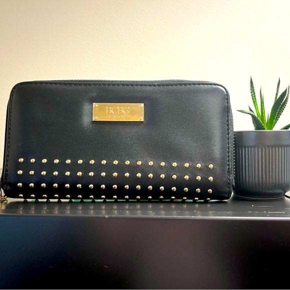 BCBG Black and Gold Studded Wallet - Picture 1 of 10